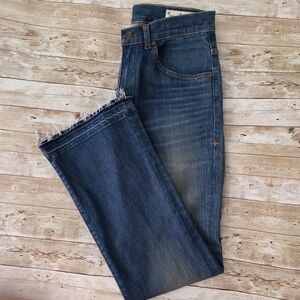 Imogene + Willie Frayed Hem Flare Blue Jeans